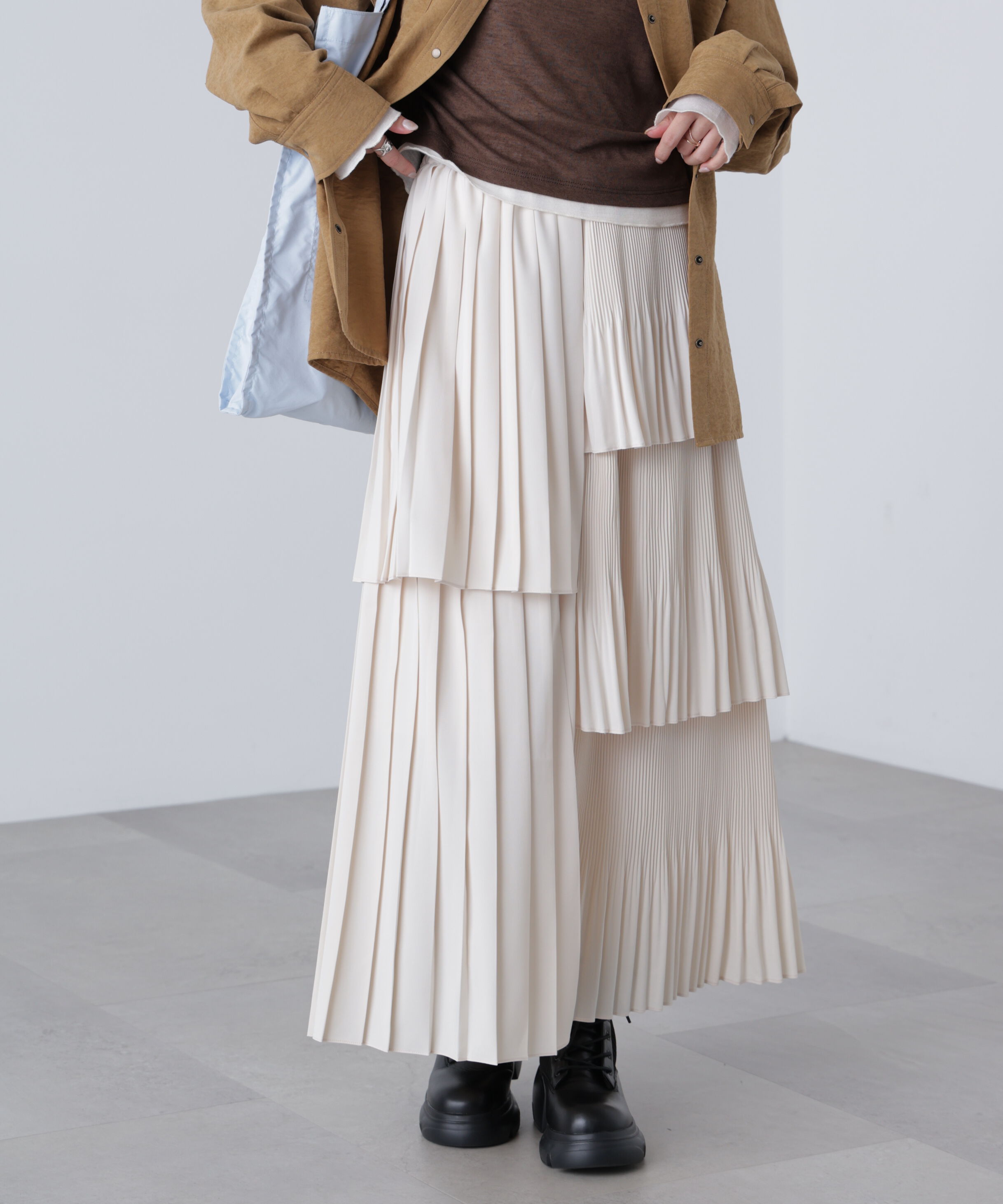  「ランダムプリーツティアードスカート」|スカート|