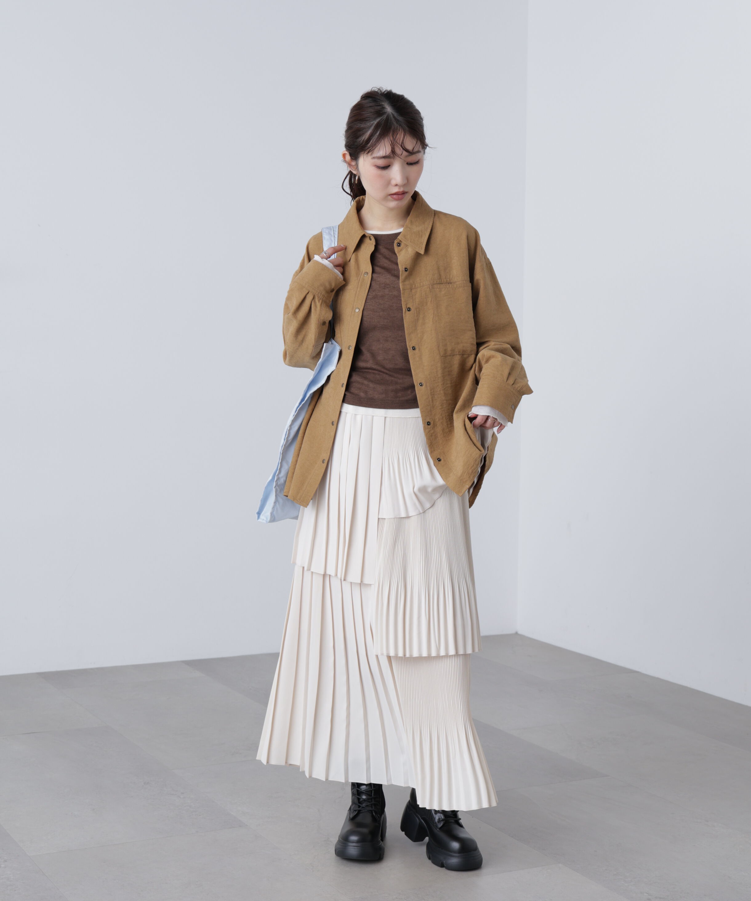  「ランダムプリーツティアードスカート」|スカート|