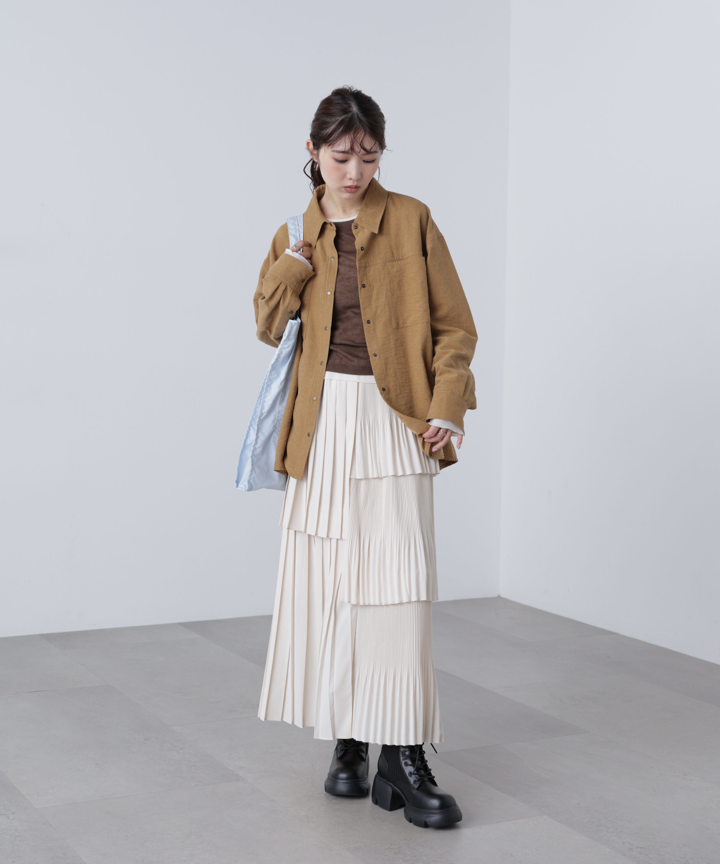  「ランダムプリーツティアードスカート」|スカート|