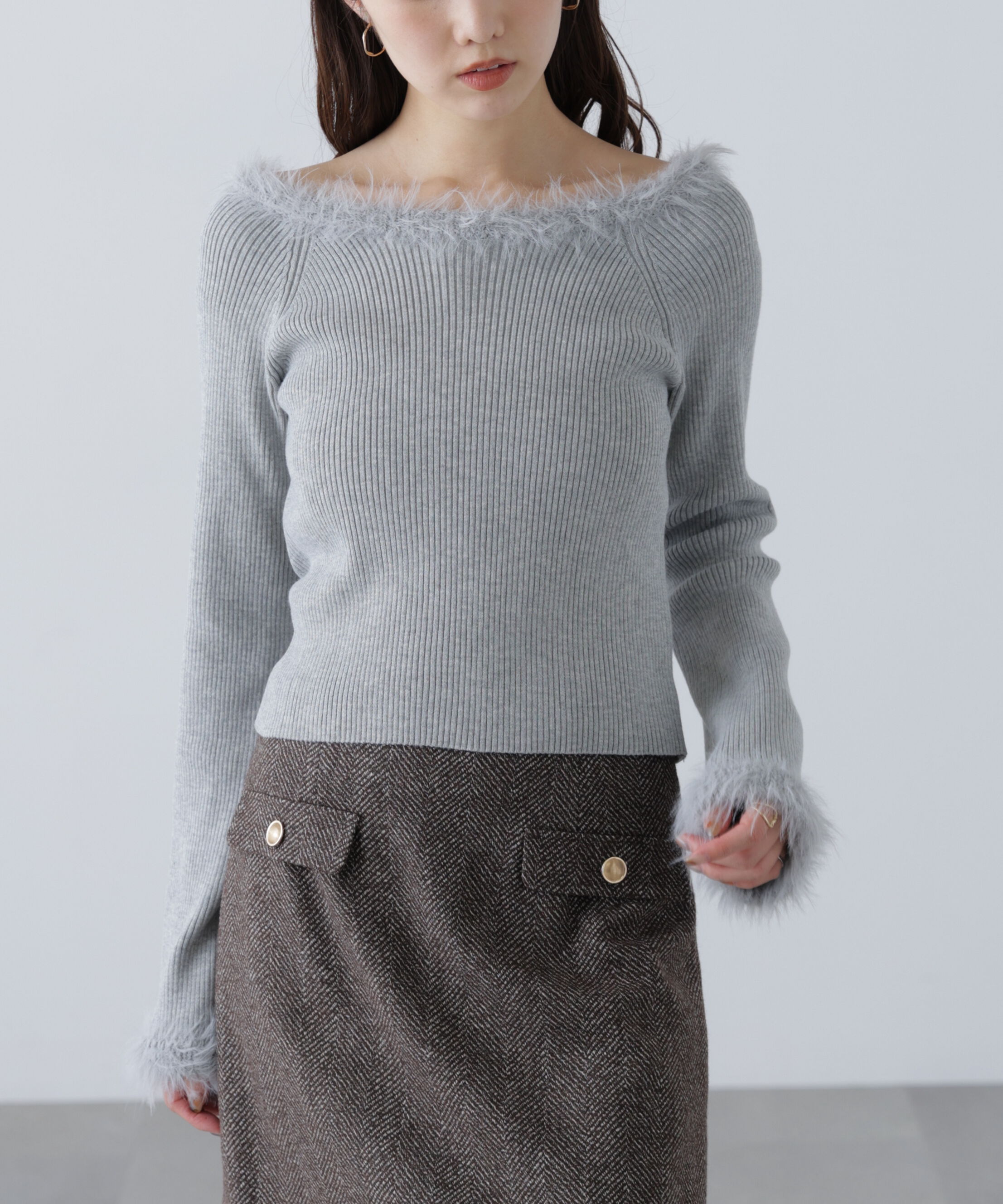  「フェザートリミングリブニット」|ニット・セーター|