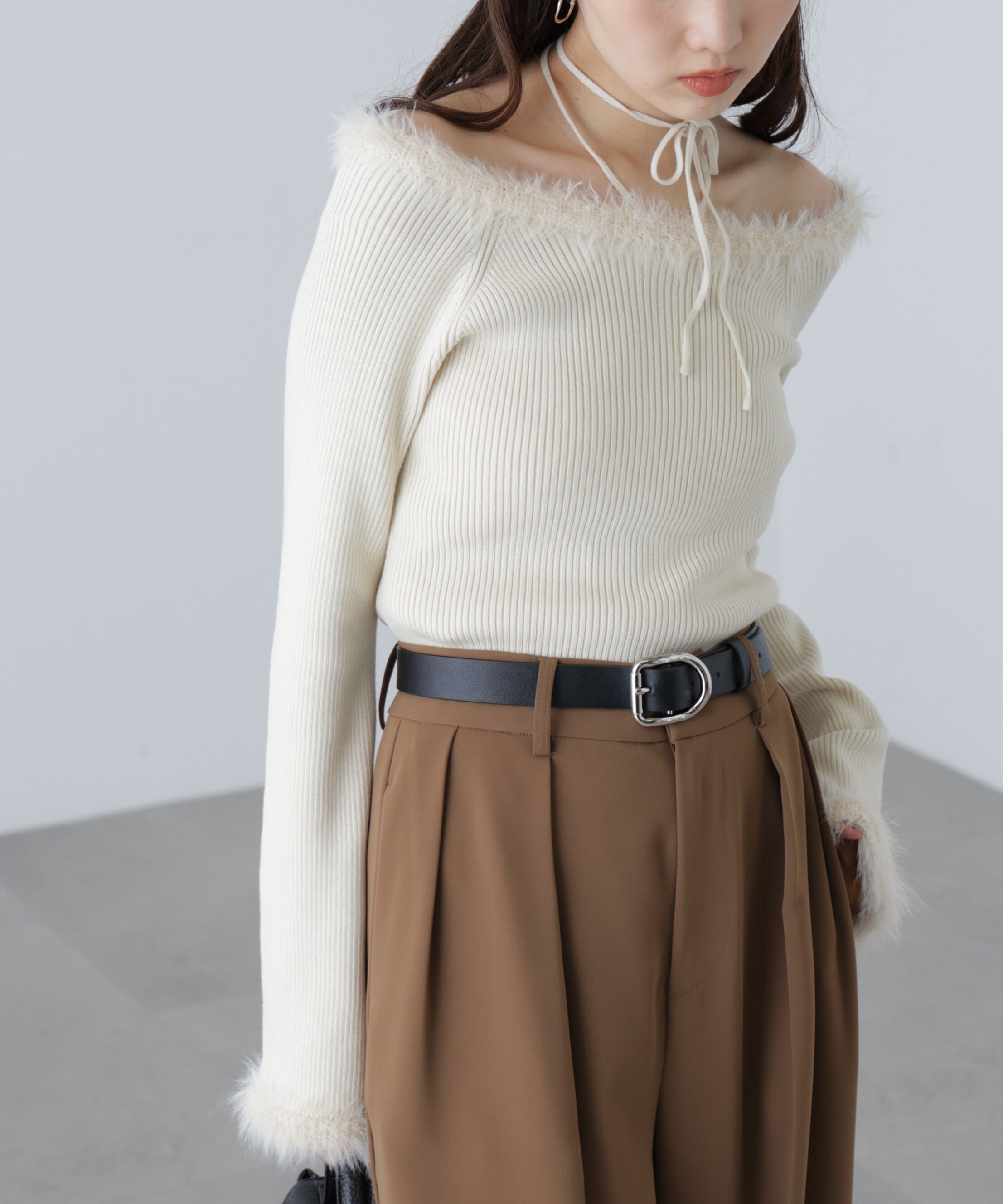  「フェザートリミングリブニット」|ニット・セーター|