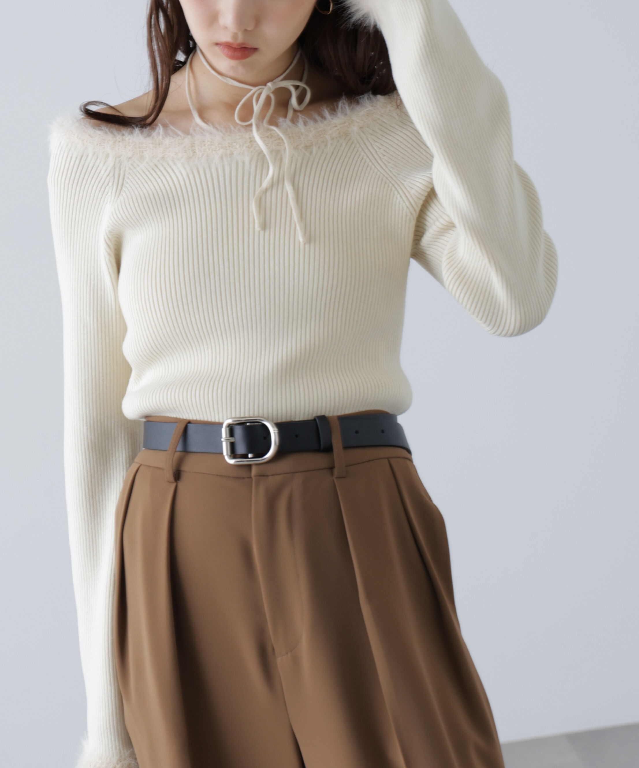  「フェザートリミングリブニット」|ニット・セーター|