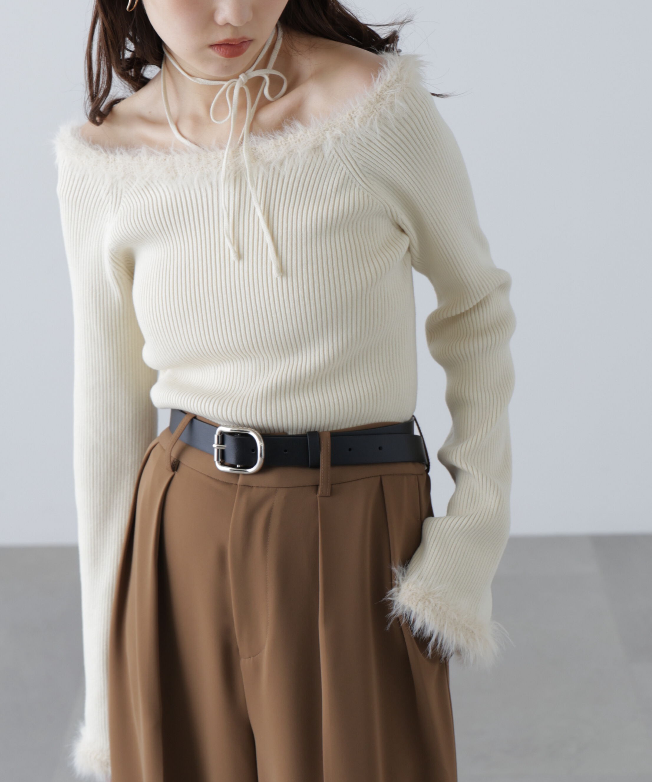  「フェザートリミングリブニット」|ニット・セーター|