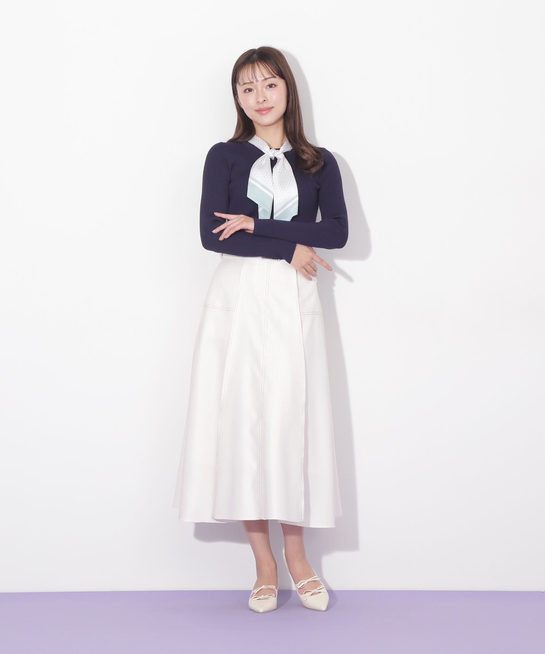  「デニムライクステッチシリーズ2　フレアスカート」|スカート|