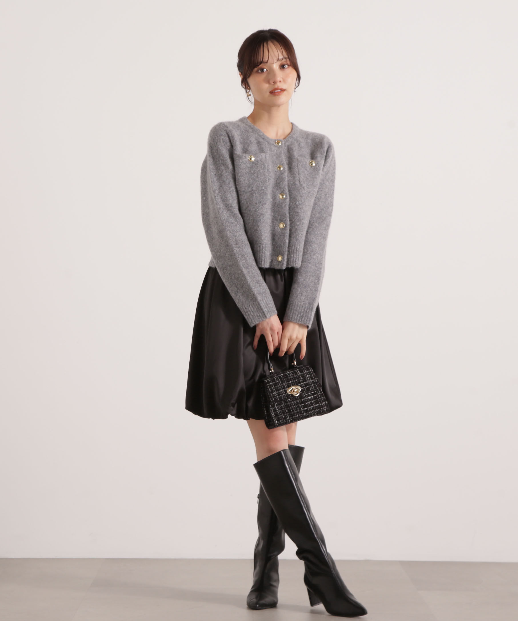 PROPORTION BODY DRESSING「釦POINTウール混カーディガン 25AW」|カーディガン|