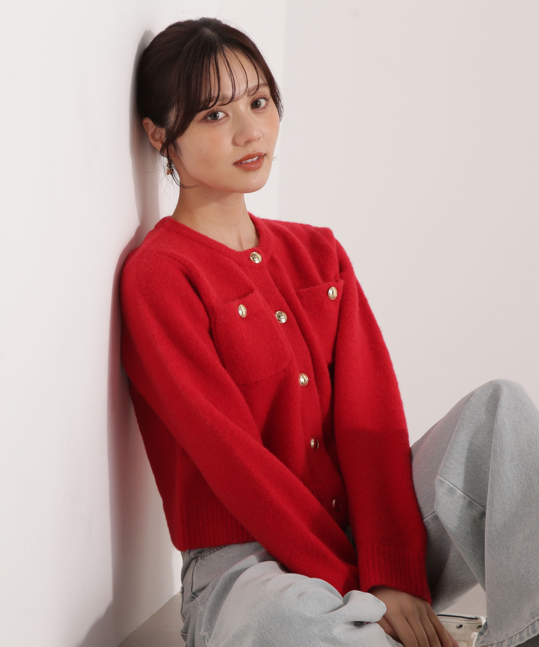 PROPORTION BODY DRESSING「釦POINTウール混カーディガン 25AW」|カーディガン|