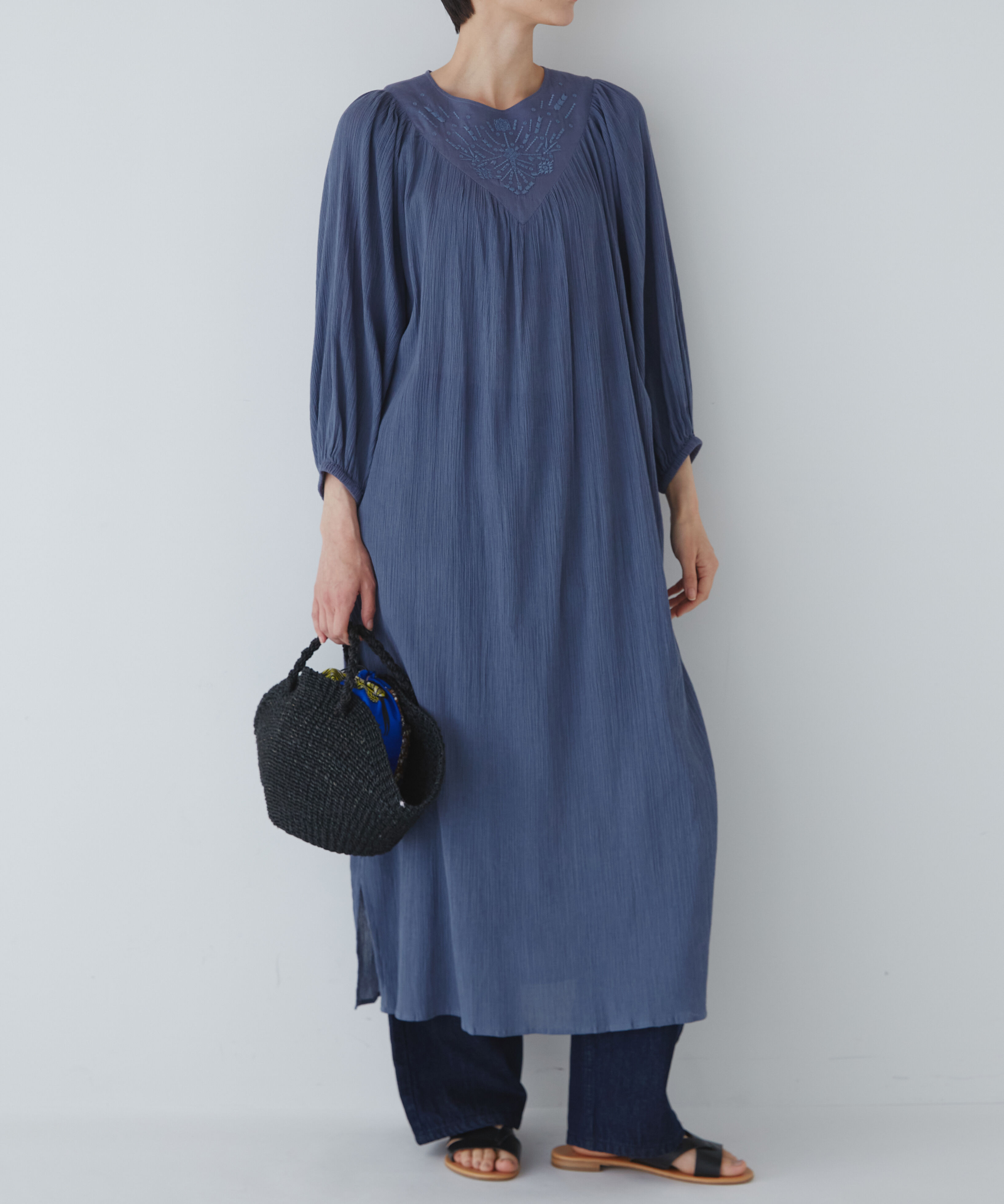  「◆インドクレープギャザーワンピース」|ワンピース|