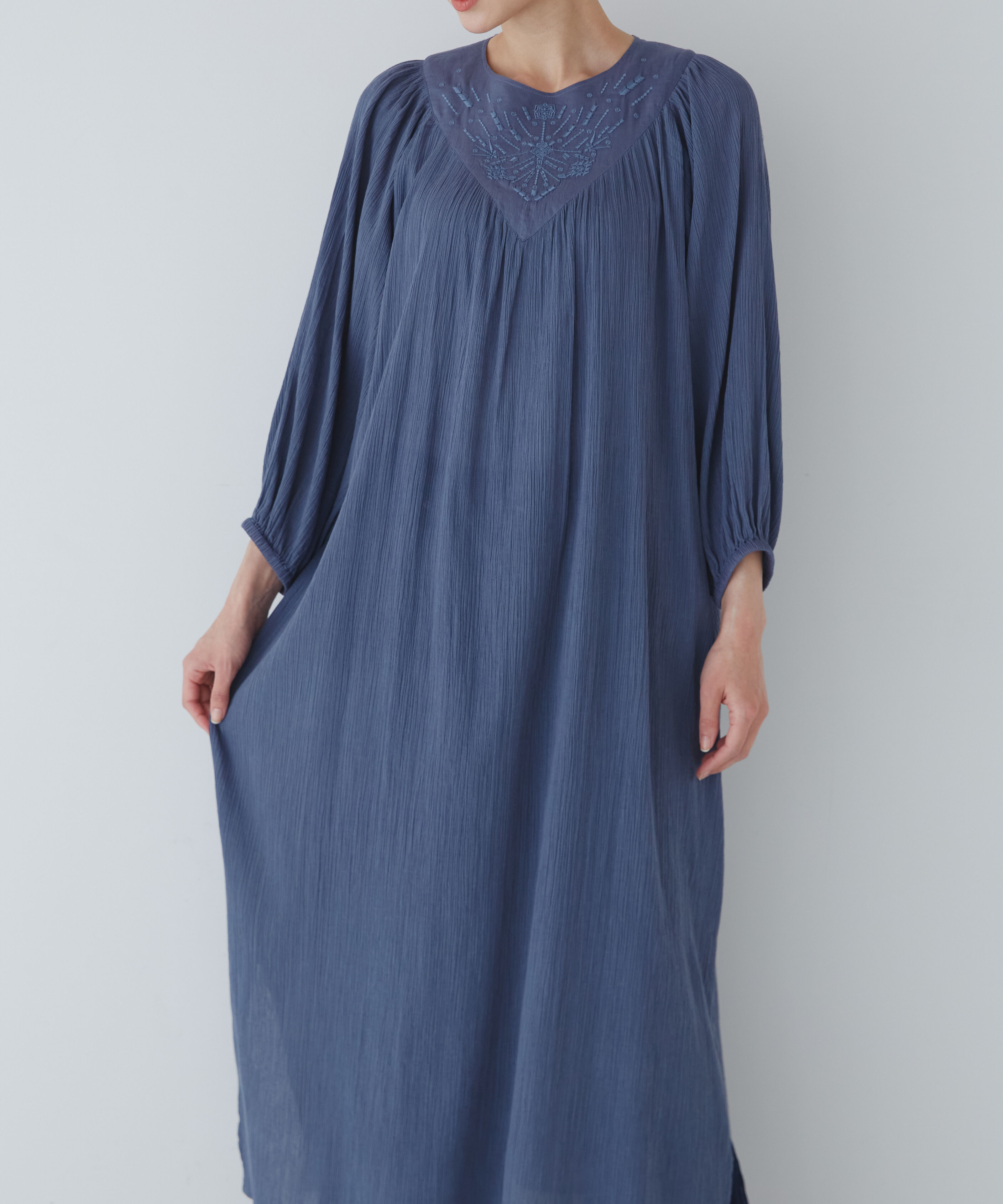  「◆インドクレープギャザーワンピース」|ワンピース|