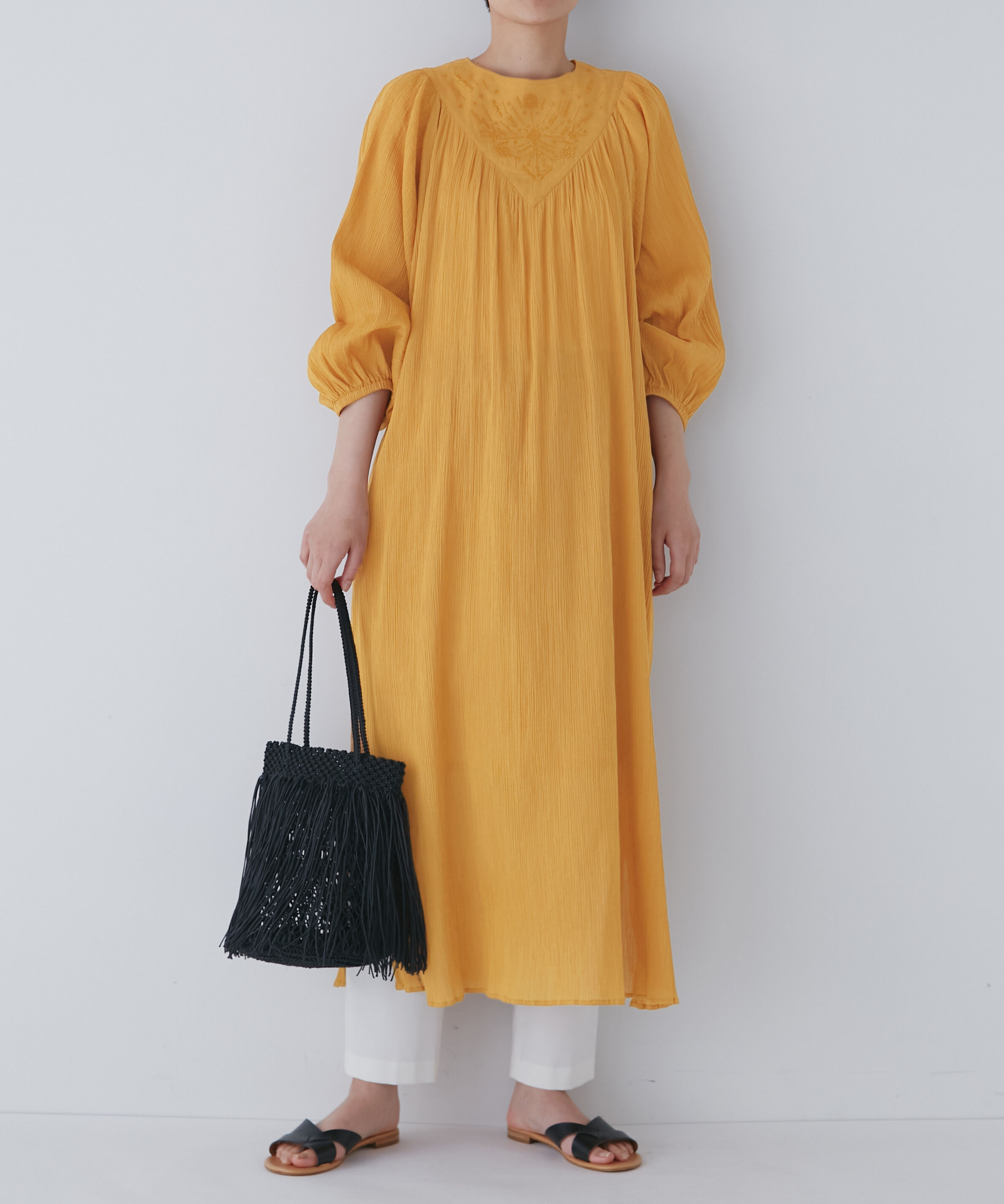  「◆インドクレープギャザーワンピース」|ワンピース|