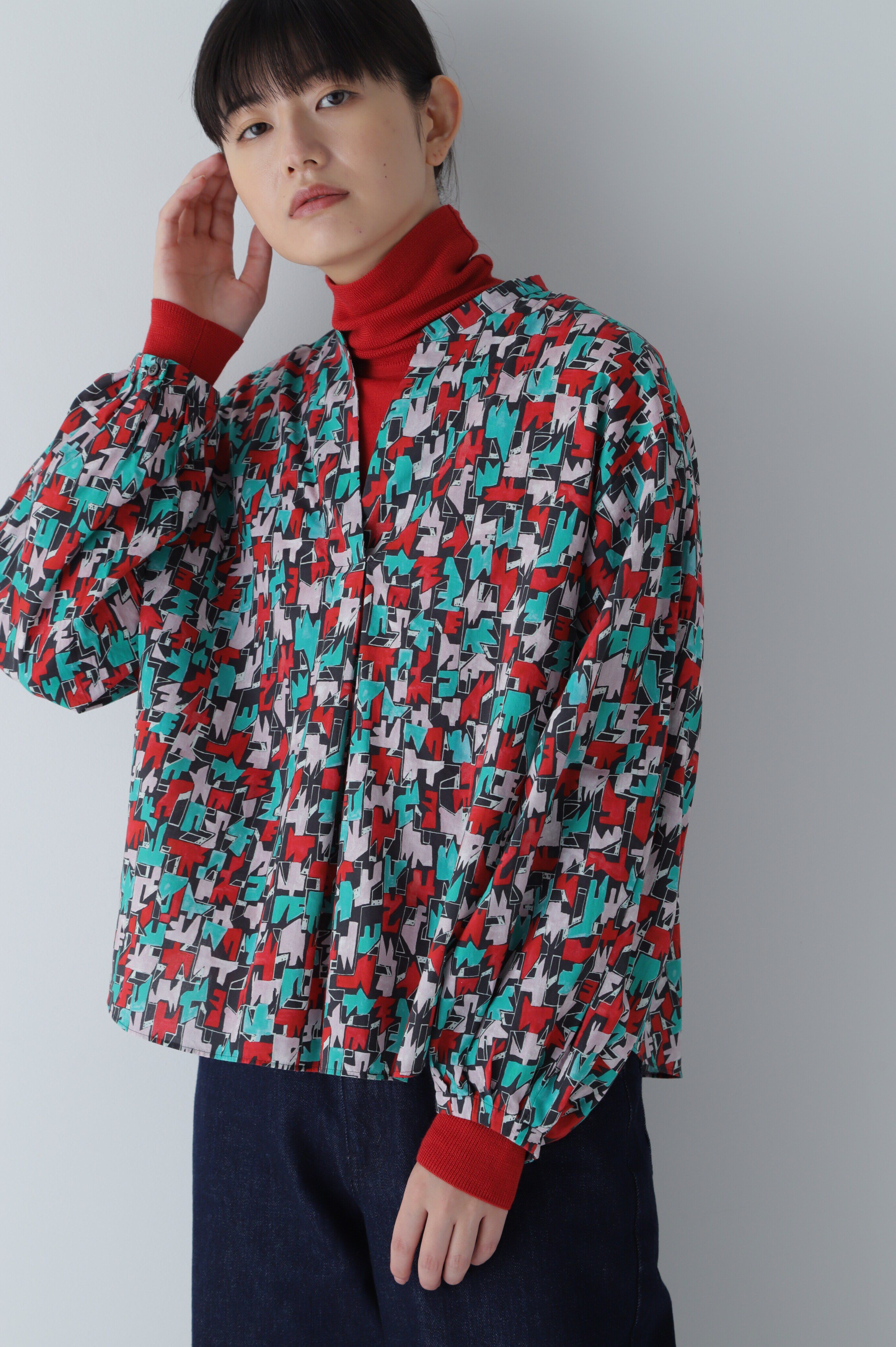  「◆アートプリント・コラボブラウス」|シャツ・ブラウス|レッドPT3