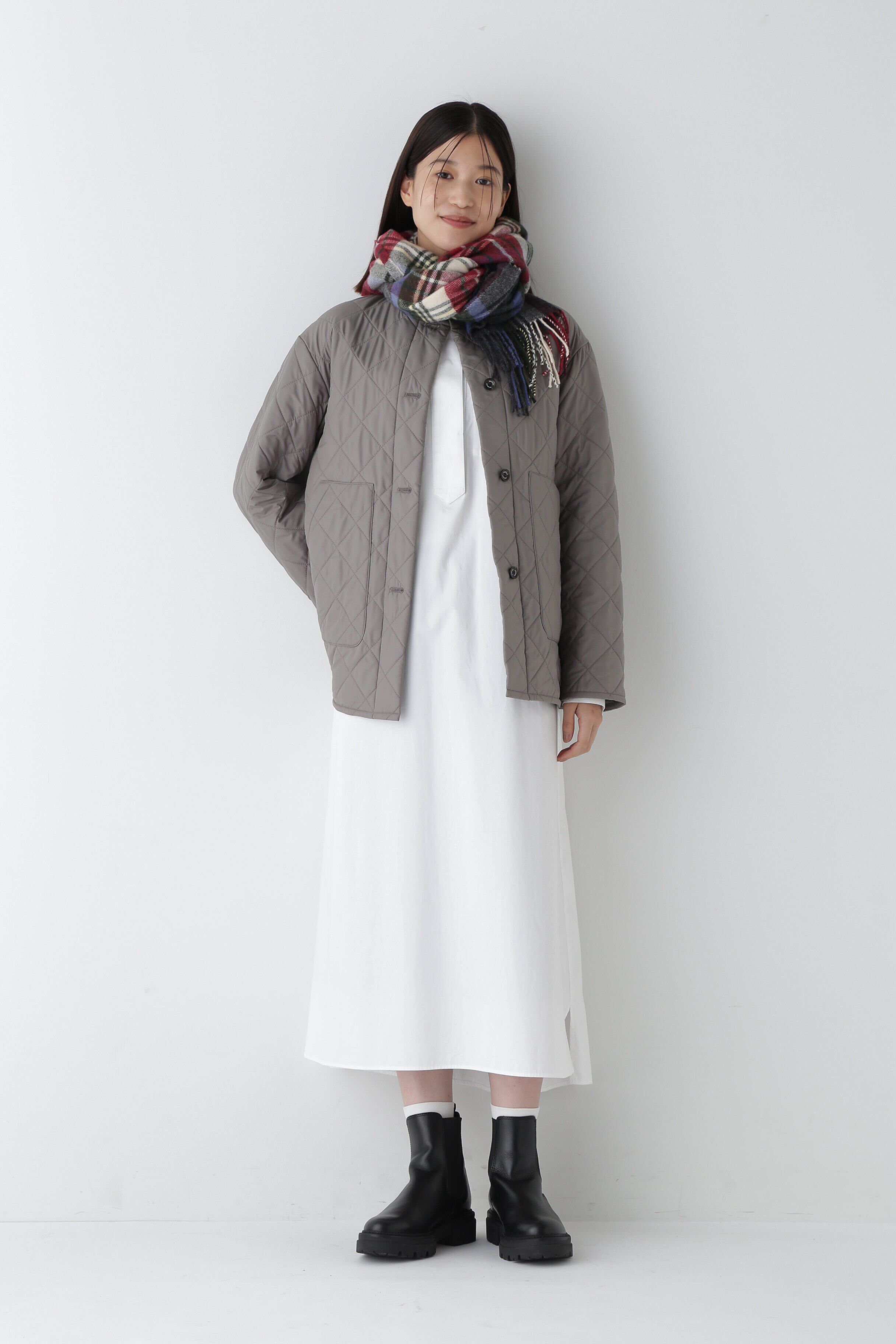  「◆コットンサテンバンドカラーシャツワンピース」|ワンピース|