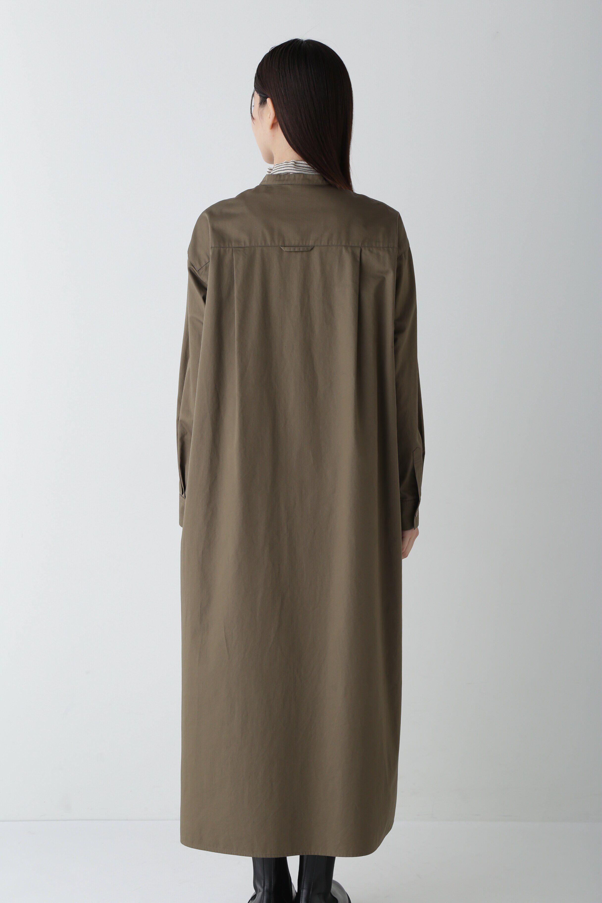  「◆コットンサテンバンドカラーシャツワンピース」|ワンピース|