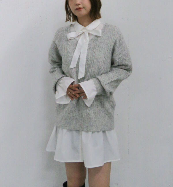 archives「ケーブルニットチュニック&times;シャツミニワンピースＳＥＴ」|チュニック|SILVER GRAY