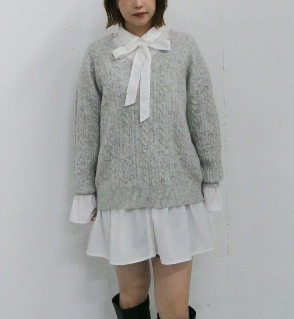 archives「ケーブルニットチュニック&times;シャツミニワンピースＳＥＴ」|チュニック|