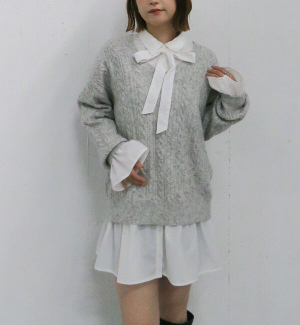 archives「ケーブルニットチュニック&times;シャツミニワンピースＳＥＴ」|チュニック|