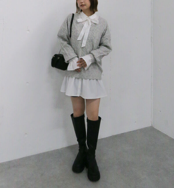 archives「ケーブルニットチュニック&times;シャツミニワンピースＳＥＴ」|チュニック|