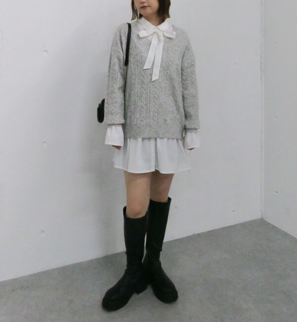 archives「ケーブルニットチュニック&times;シャツミニワンピースＳＥＴ」|チュニック|