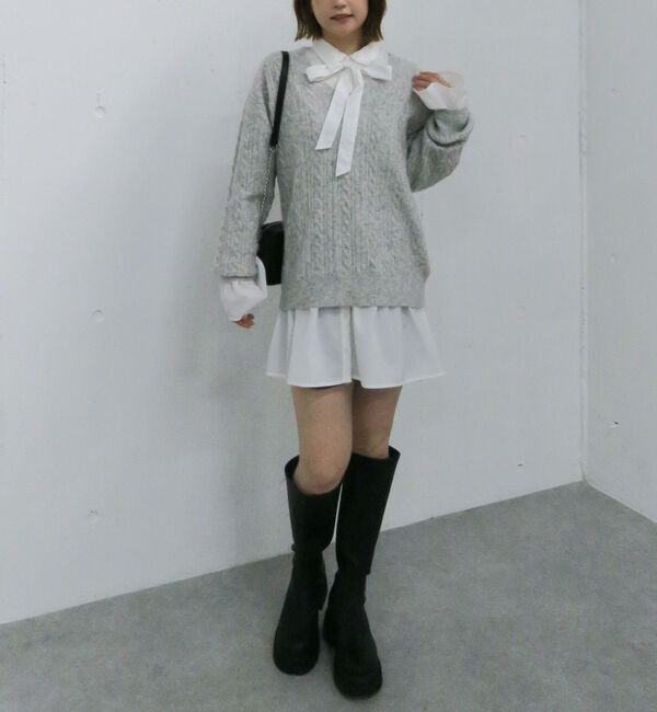 archives「ケーブルニットチュニック&times;シャツミニワンピースＳＥＴ」|チュニック|