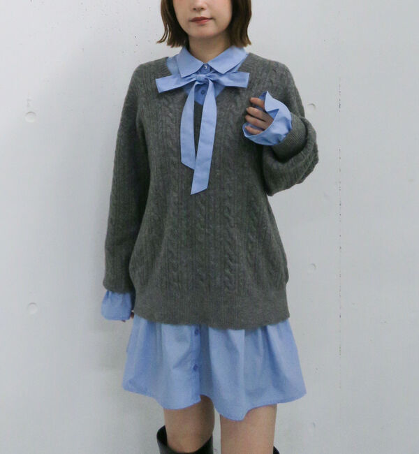 archives「ケーブルニットチュニック&times;シャツミニワンピースＳＥＴ」|チュニック|