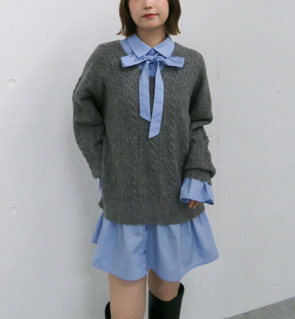 archives「ケーブルニットチュニック&times;シャツミニワンピースＳＥＴ」|チュニック|