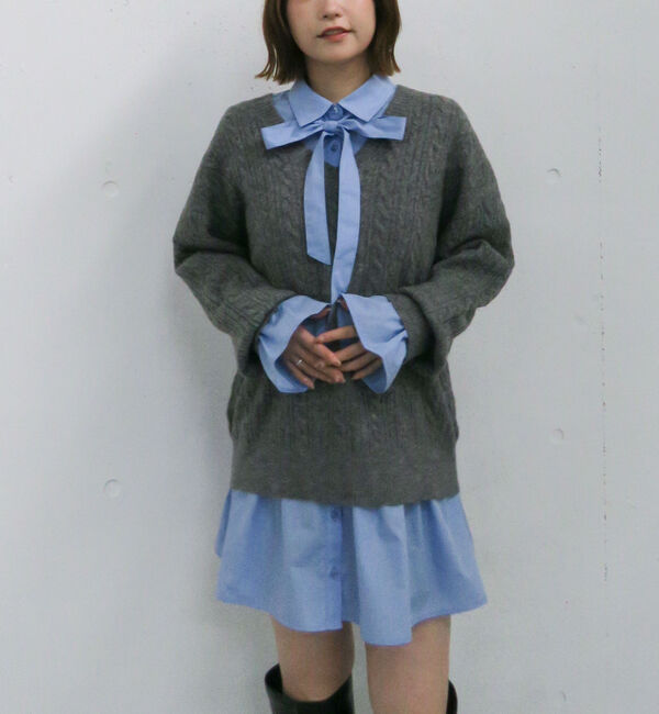 archives「ケーブルニットチュニック&times;シャツミニワンピースＳＥＴ」|チュニック|