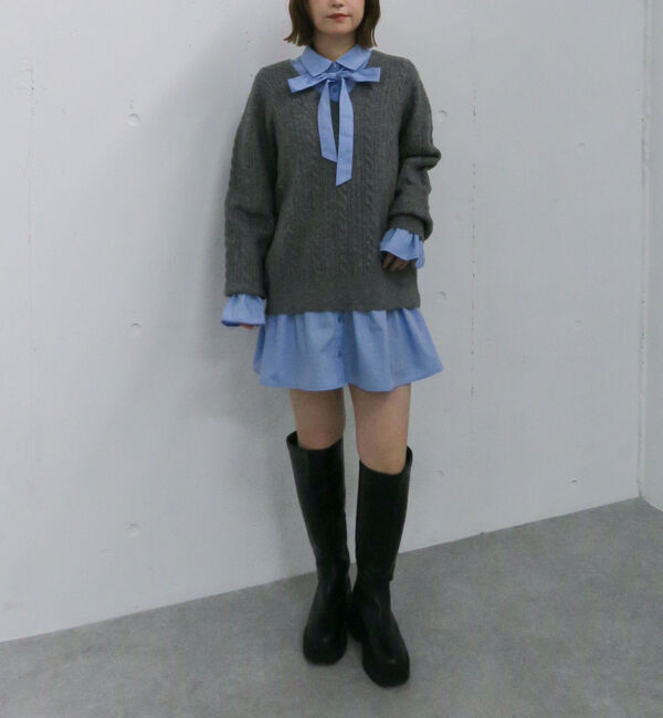 archives「ケーブルニットチュニック&times;シャツミニワンピースＳＥＴ」|チュニック|