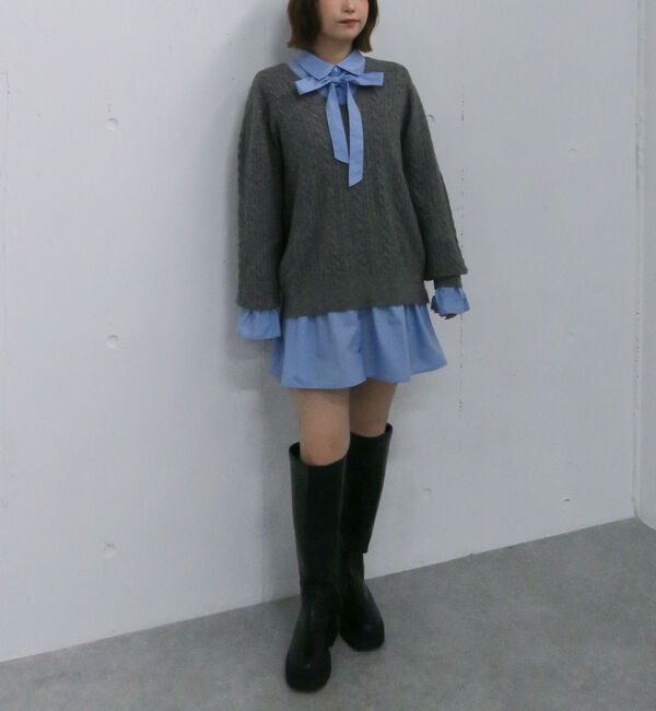 archives「ケーブルニットチュニック&times;シャツミニワンピースＳＥＴ」|チュニック|