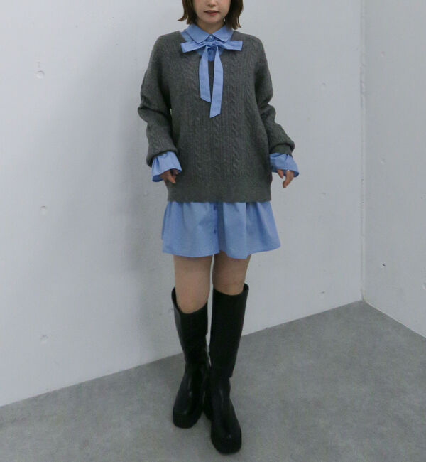 archives「ケーブルニットチュニック&times;シャツミニワンピースＳＥＴ」|チュニック|