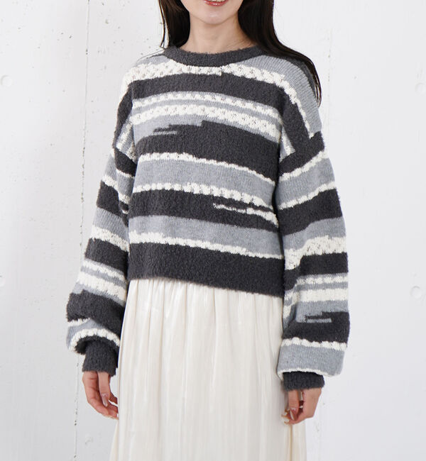 archives「ミックスヤーンランダムボーダーニットプルオーバー」|ニット・セーター|