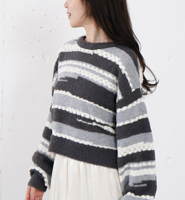 archives「ミックスヤーンランダムボーダーニットプルオーバー」|ニット・セーター|
