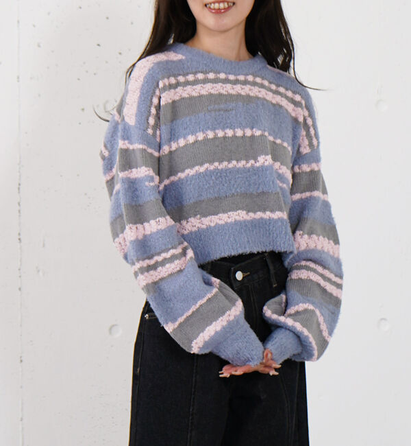 archives「ミックスヤーンランダムボーダーニットプルオーバー」|ニット・セーター|