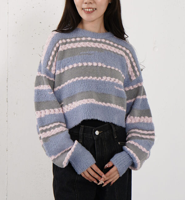 archives「ミックスヤーンランダムボーダーニットプルオーバー」|ニット・セーター|