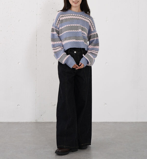 archives「ミックスヤーンランダムボーダーニットプルオーバー」|ニット・セーター|
