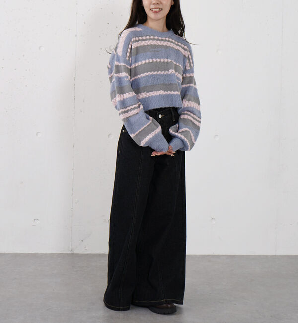 archives「ミックスヤーンランダムボーダーニットプルオーバー」|ニット・セーター|
