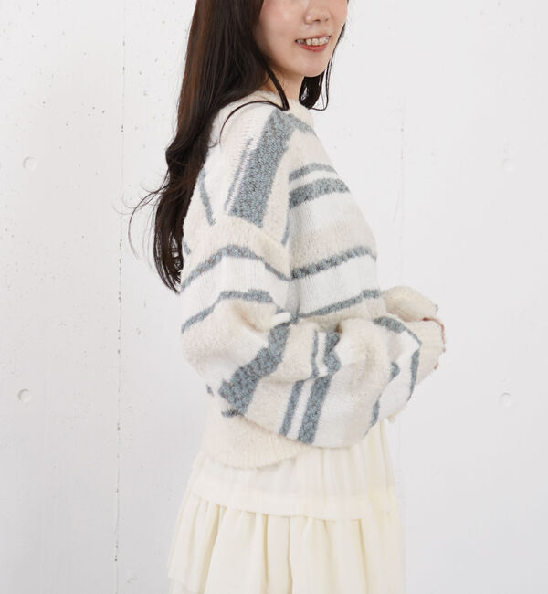 archives「ミックスヤーンランダムボーダーニットプルオーバー」|ニット・セーター|
