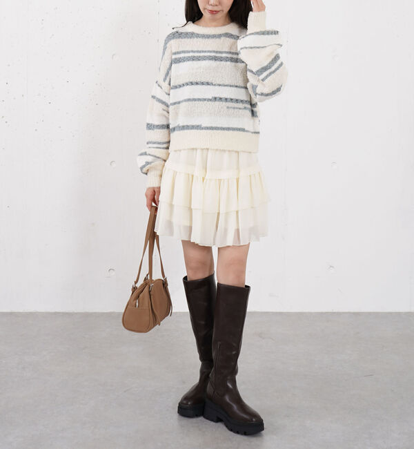 archives「ミックスヤーンランダムボーダーニットプルオーバー」|ニット・セーター|