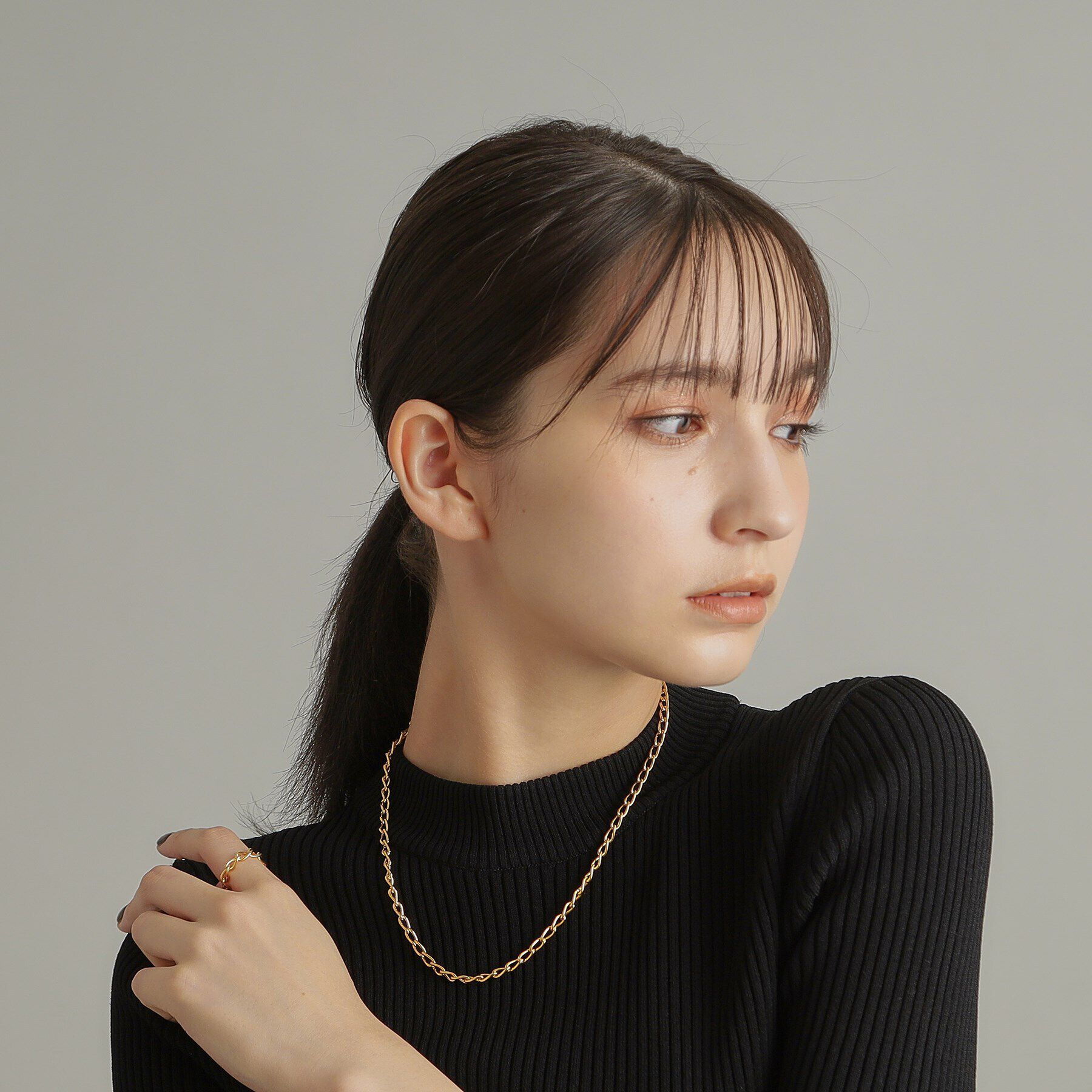 COCOSHNIK ONKITSCH「シルバー デザインチェーン ロングカーブネックレス GP」|ネックレス|