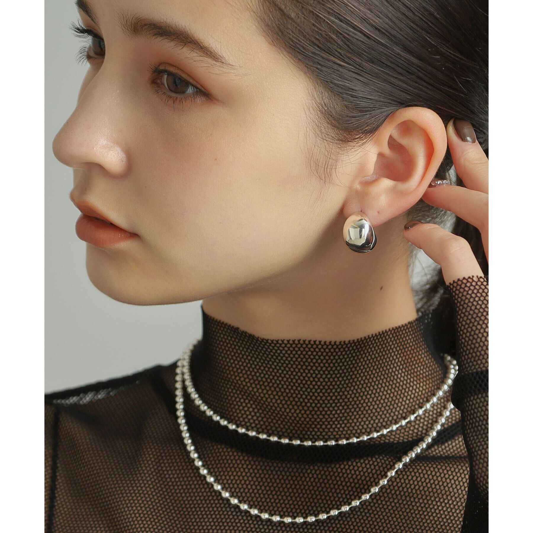 COCOSHNIK ONKITSCH「シルバー ホロウフープピアス ペアシェイプM」|ピアス|