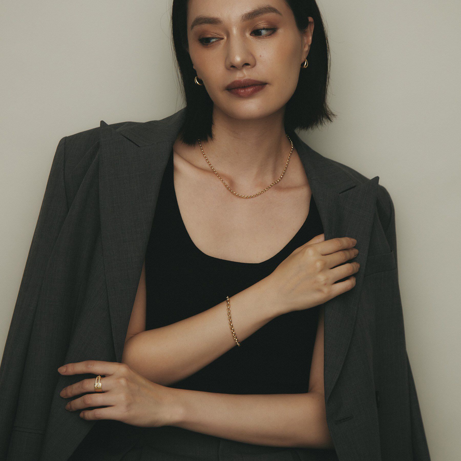 COCOSHNIK「K18中空ハーフラウンド ブレスレット」|ブレスレット・バングル|