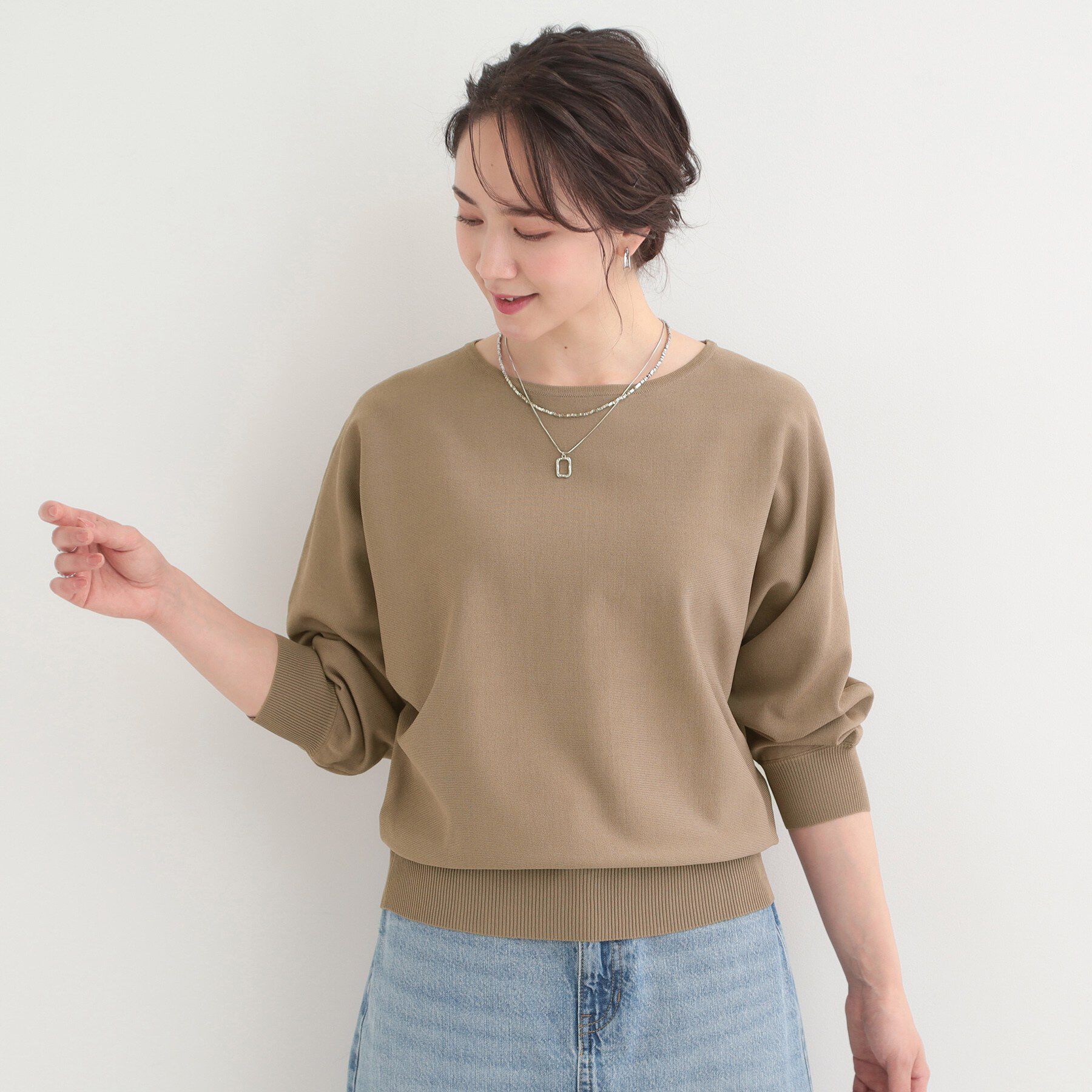 SHOO･LA･RUE「【洗える】軽やかでさらっとしたタッチ すっきり見えドルマンニット」|ニット・セーター|