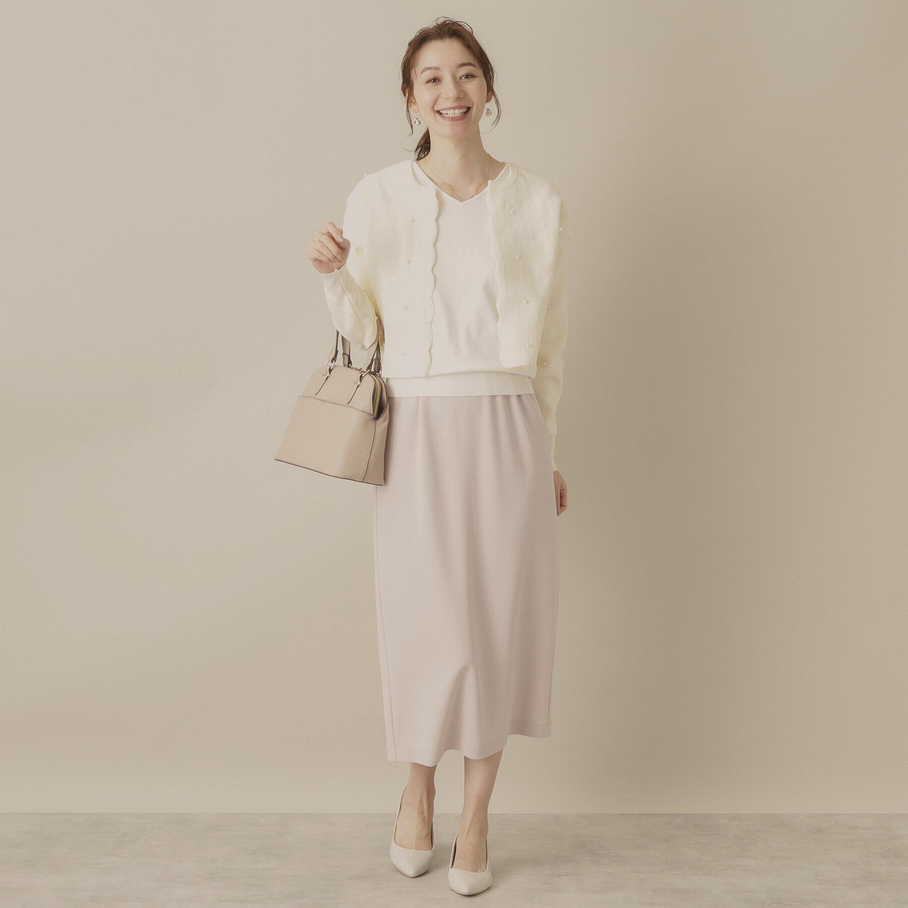 ITS&rsquo;DEMO「【手洗い可】パール調スカラップカーデ」|カーディガン|