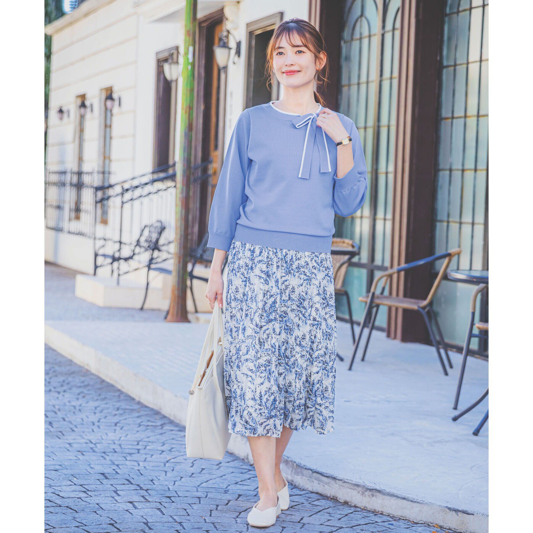 ITS&rsquo;DEMO「【縮みに強い／洗濯機OK】ボウタイリボンニット」|ニット・セーター|