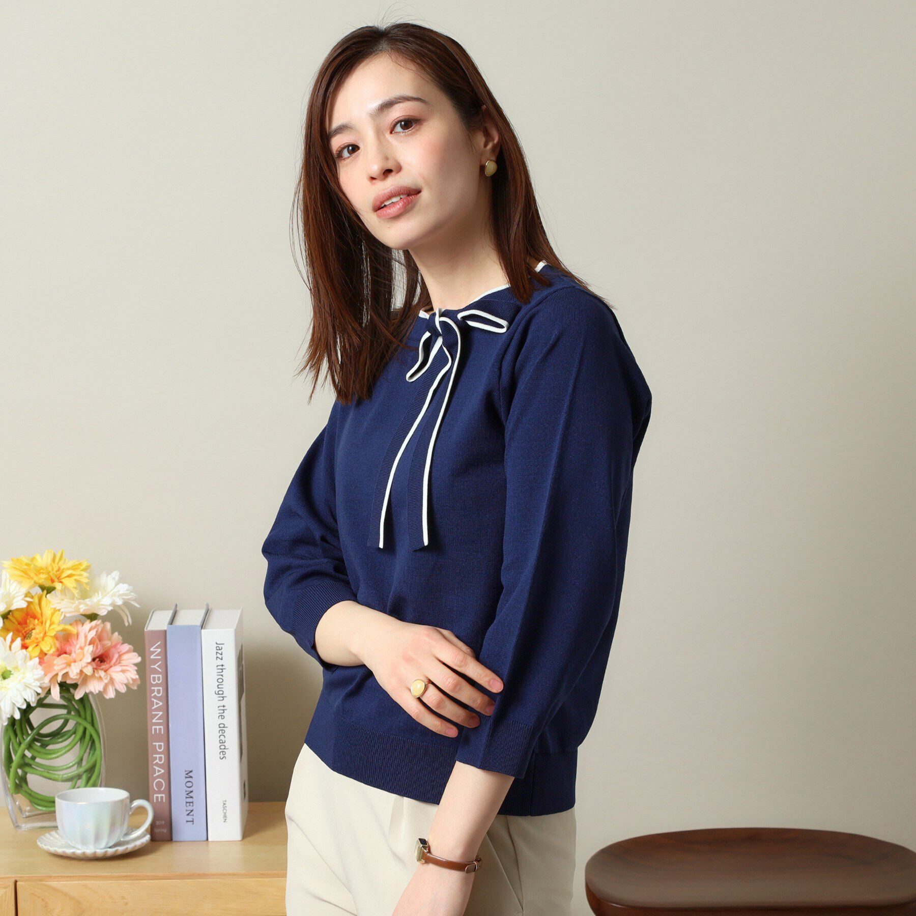 ITS&rsquo;DEMO「【縮みに強い／洗濯機OK】ボウタイリボンニット」|ニット・セーター|