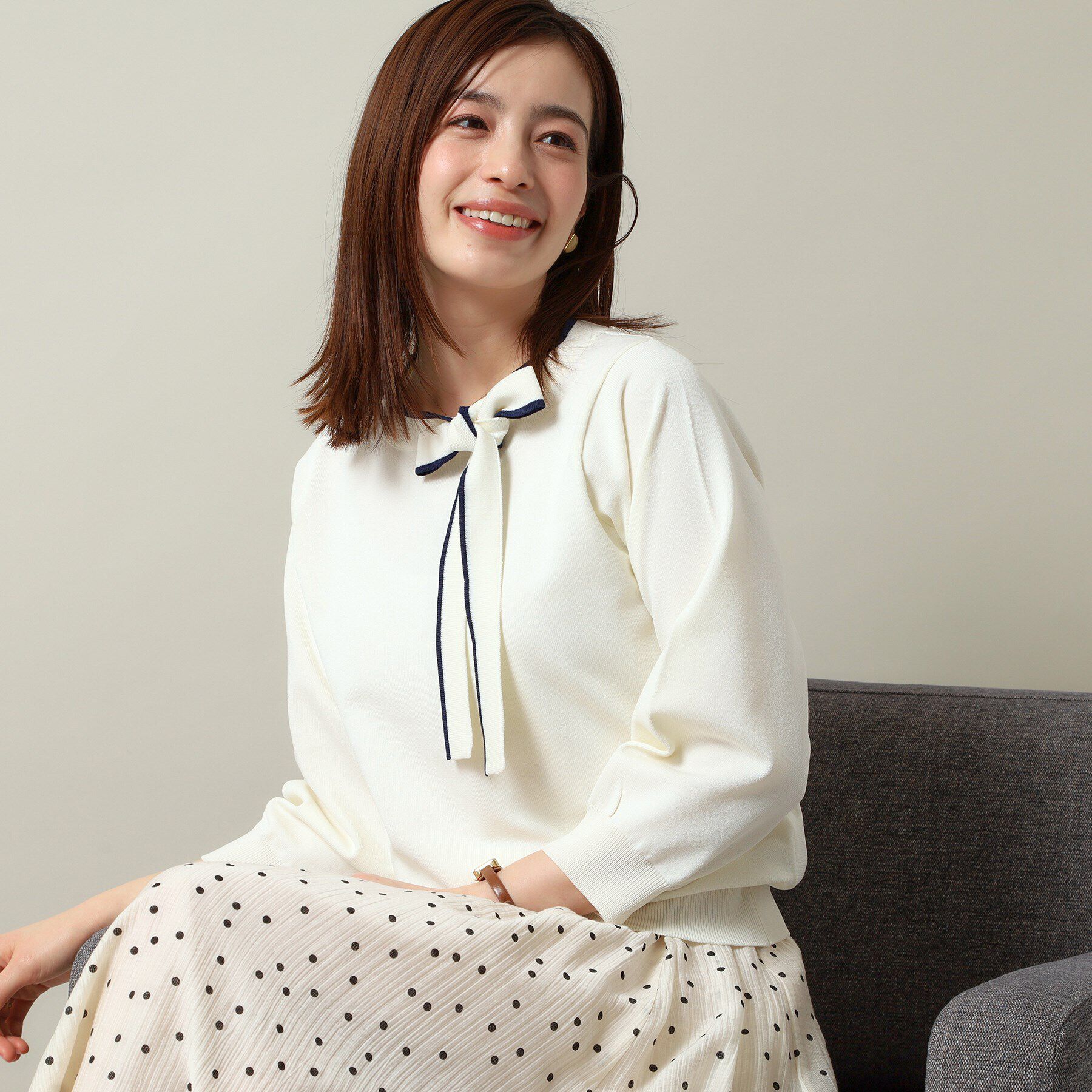 ITS&rsquo;DEMO「【縮みに強い／洗濯機OK】ボウタイリボンニット」|ニット・セーター|