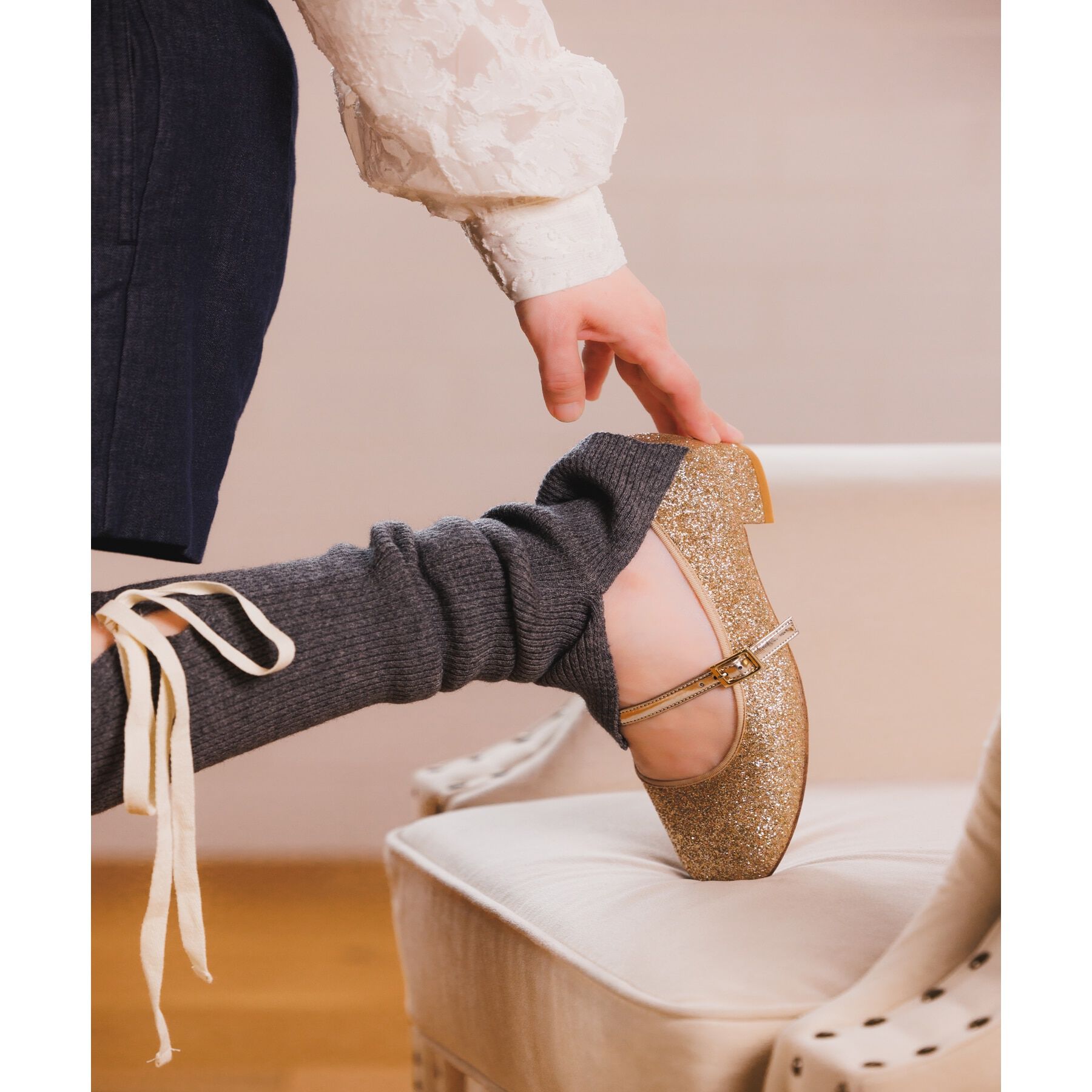 ESPERANZA「バレエコアリボン付きレッグウォーマー」|レッグウォーマー|