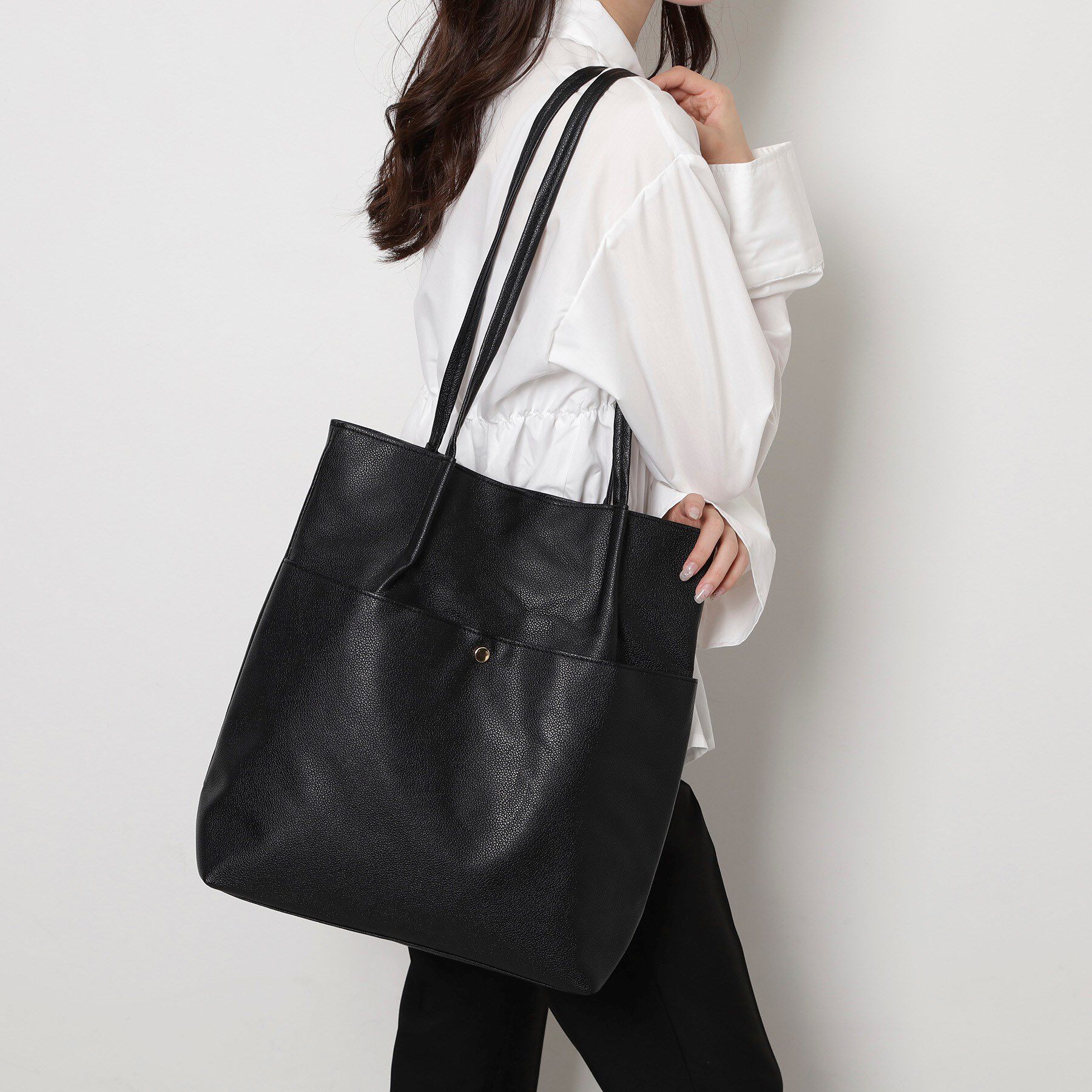 Ober Tashe「【新生活・新学期】シンプルタックトート」|トートバッグ|ブラック(019)