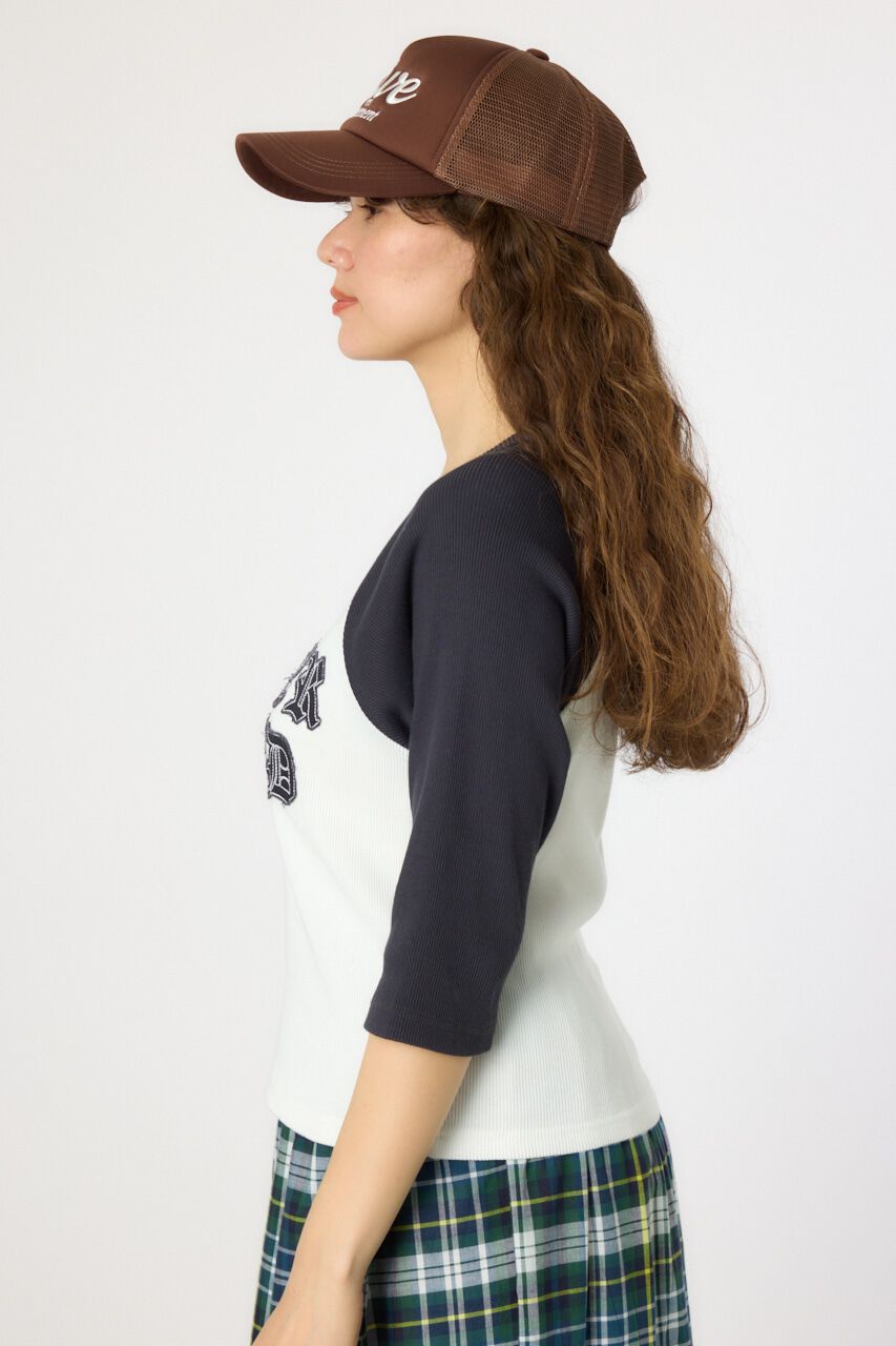 RODEO CROWNS「ダメージアップリケラグランリブ Tシャツ」|Tシャツ・カットソー|