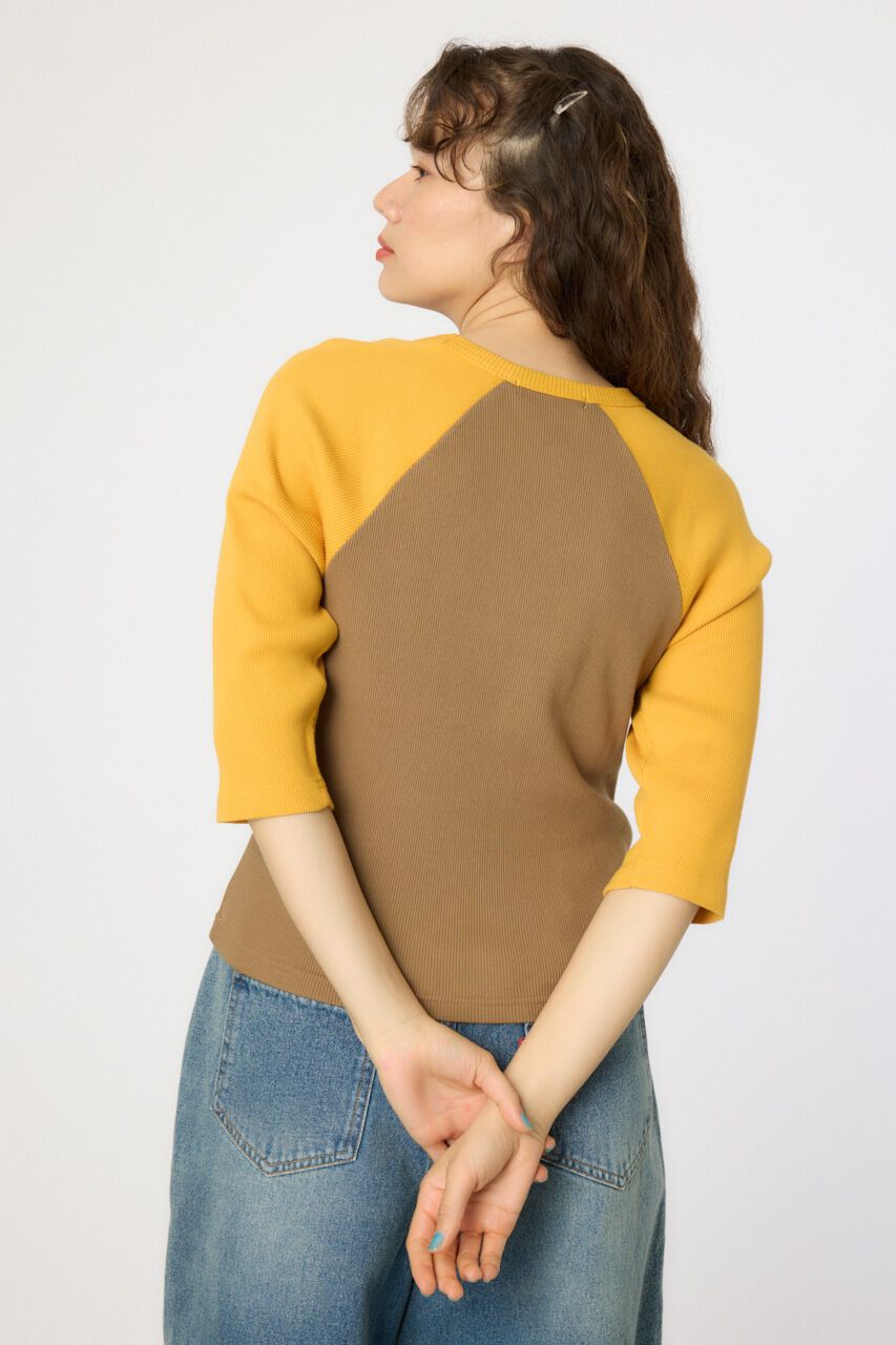 RODEO CROWNS「ダメージアップリケラグランリブ Tシャツ」|Tシャツ・カットソー|