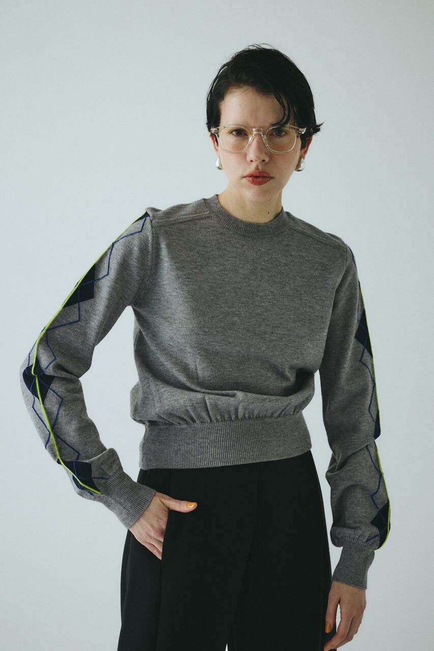 HeRIN.CYE「Neon argyle knit tops」|ニット・セーター|GRY