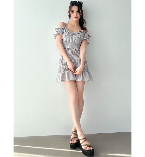 RESEXXY「シャーリングミニワンピース」|ワンピース|